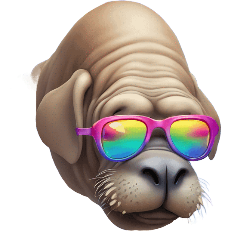 Lisa Frank Walrus wearing rainbow cloud shaped glasses emoji