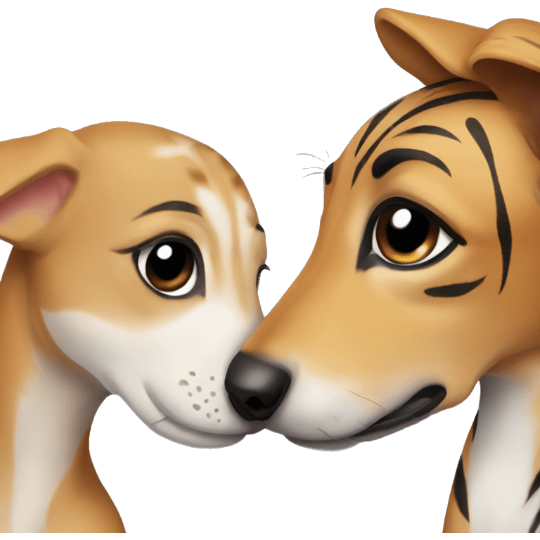 Fawn tiger greyhound kissing emoji