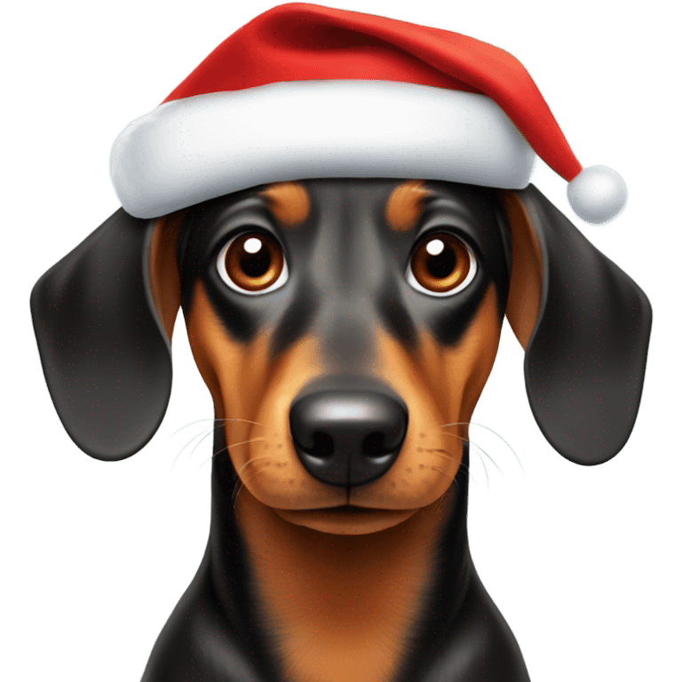 Daschund dog with Santa hat emoji