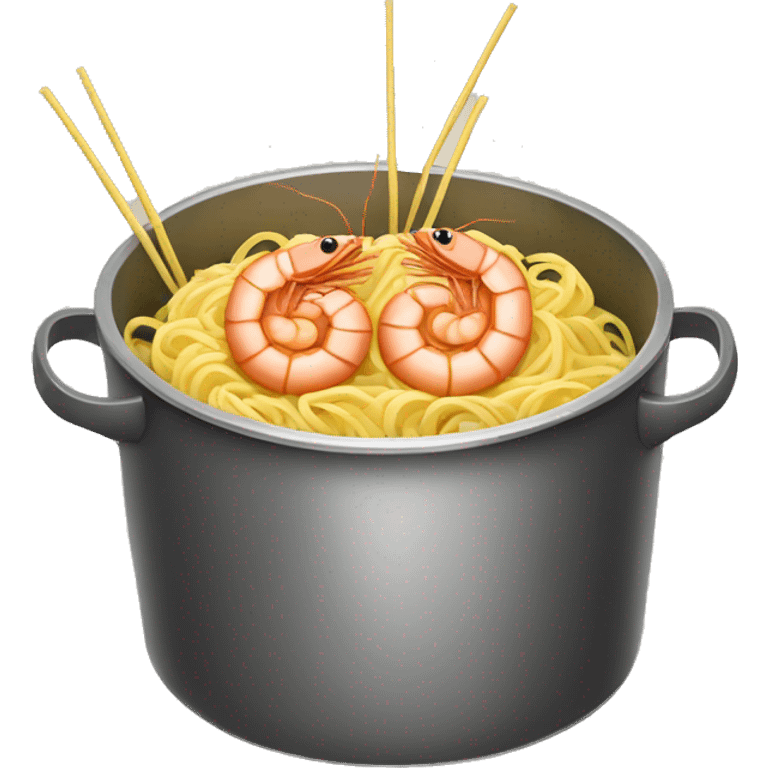 Shrimp and noodles in a pot emoji