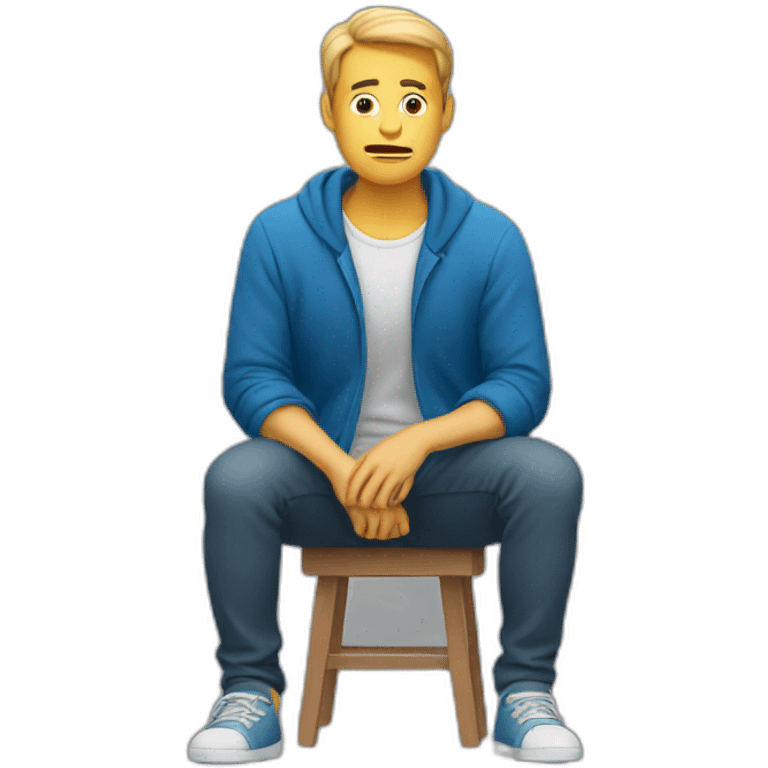 A man sitting with pain on knees emoji