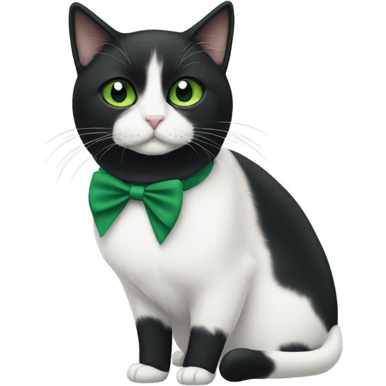 Tuxedo cat - green eyes  emoji