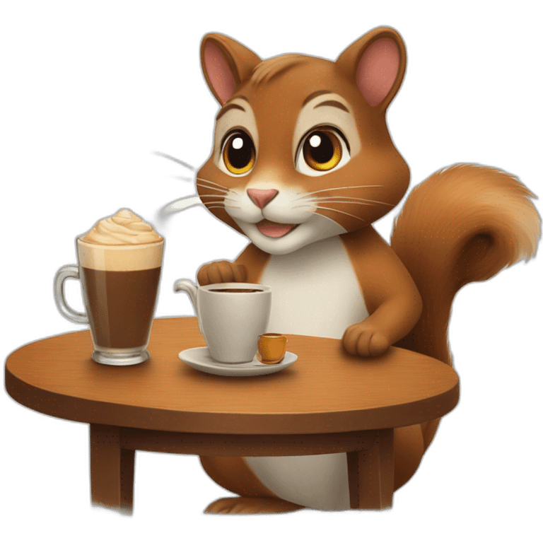 a squirrel cat and a glass of coffee emoji