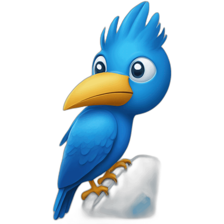 Blue bird on the Elon musk’s shoulder emoji