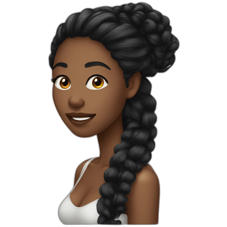 Beautiful Black women long kinky hair emoji