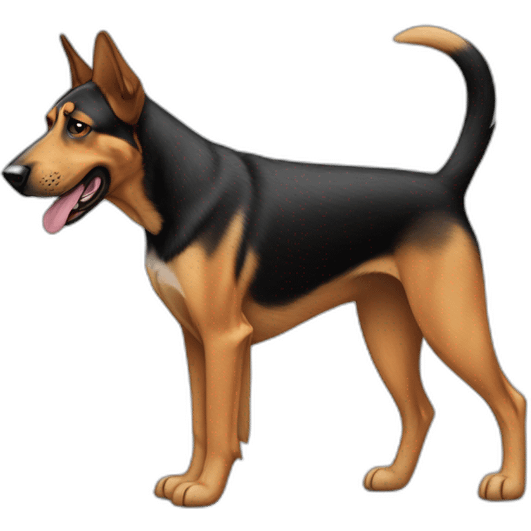 coonhound and German shepherd mix dog walking emoji