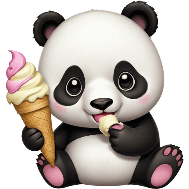 Panda eating ice cream emoji