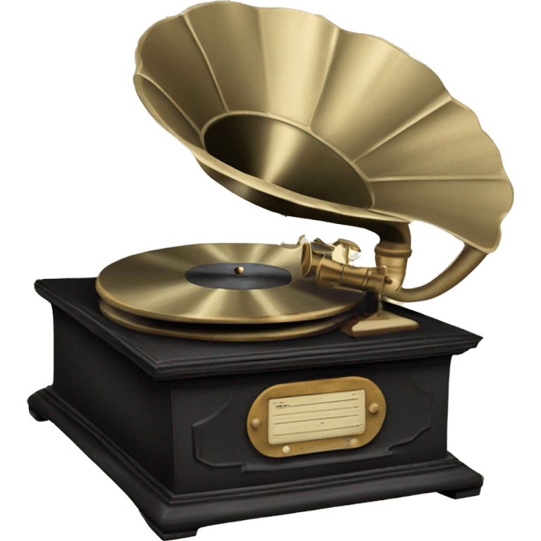 vintage gramophone with stack of vintage vinyl records emoji