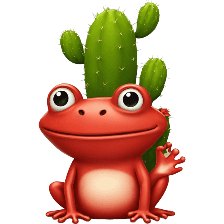 red frog holding cactus emoji