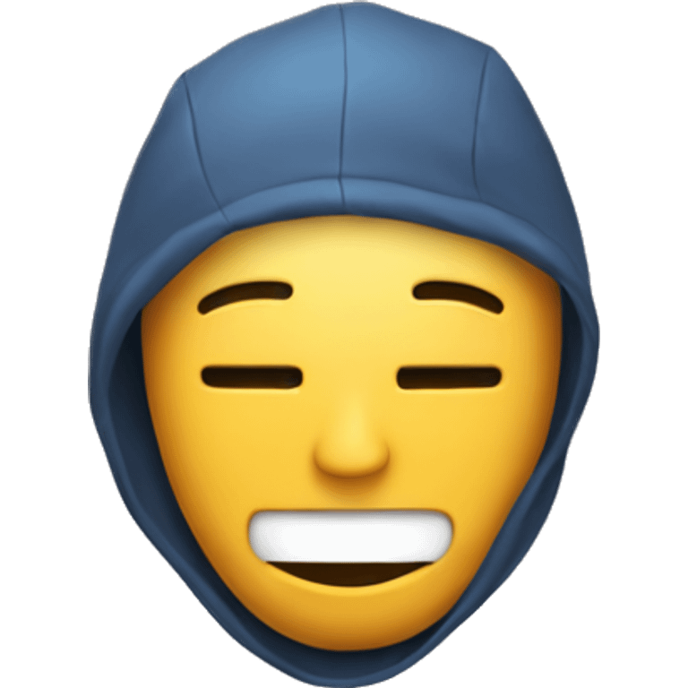 A man holding a mask that looks like he’s smiling while hiding a sad face  emoji