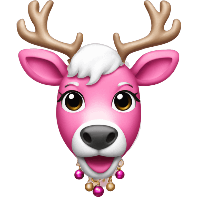 Pink reindeer  with bells emoji