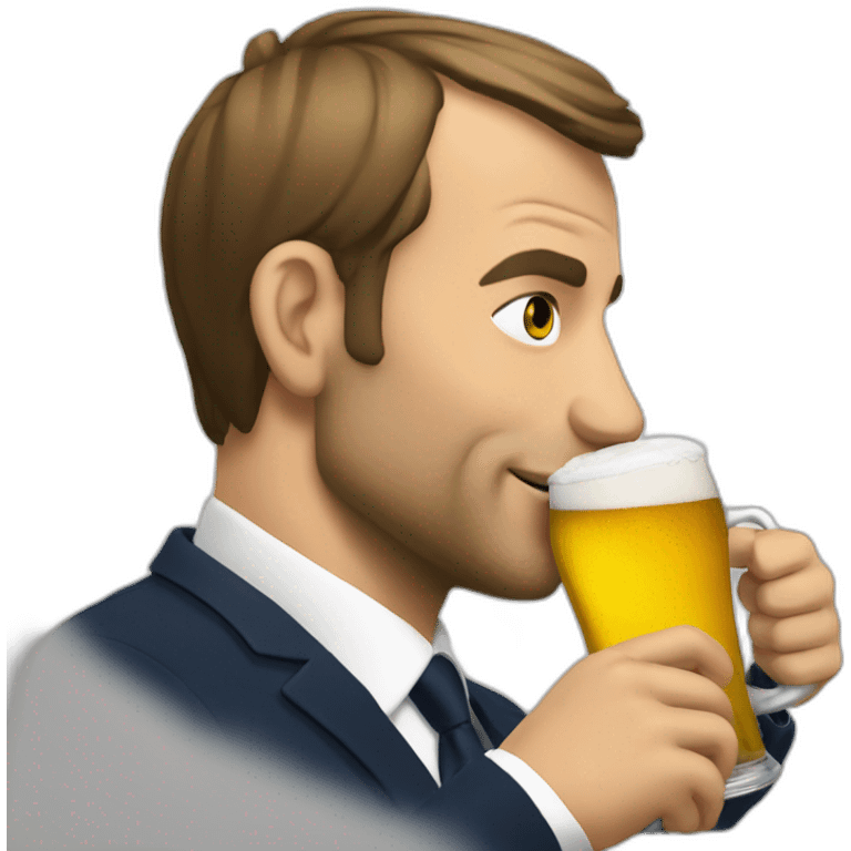 macron drinking a beer emoji