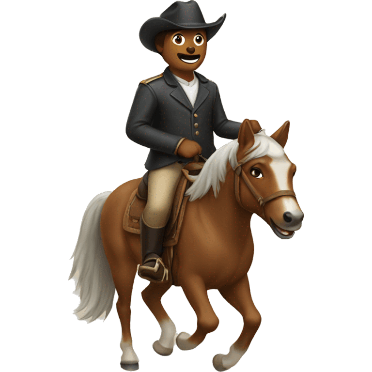 A dog riding a horse emoji