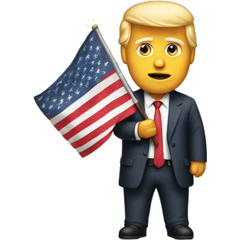 Guy looking like trump holding flag emoji