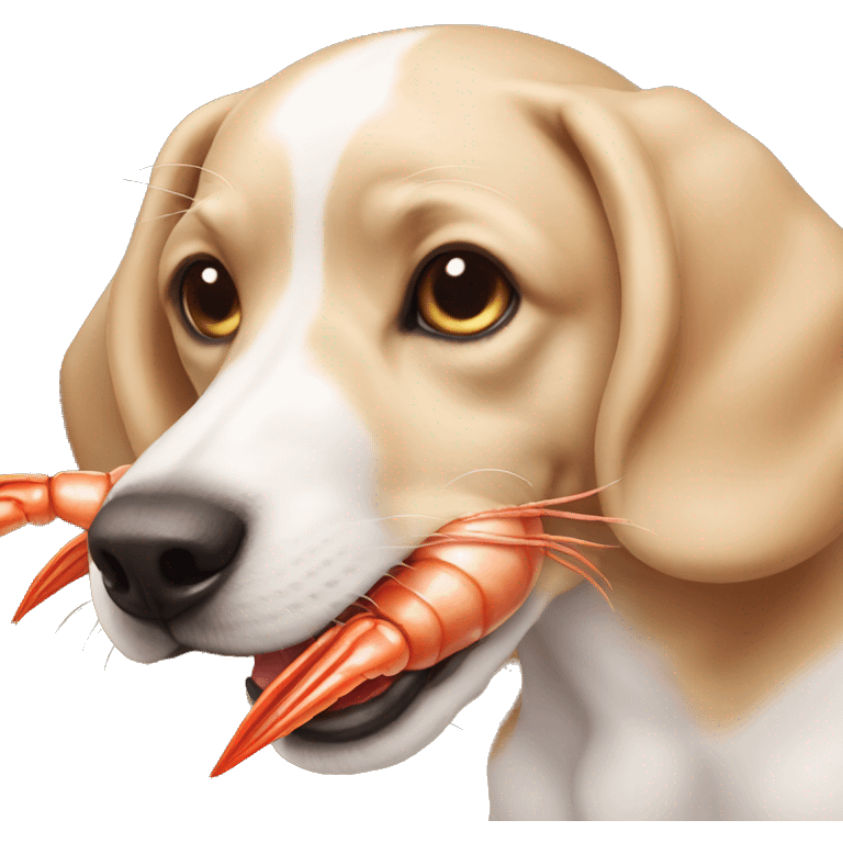 Shrimp eating dog emoji