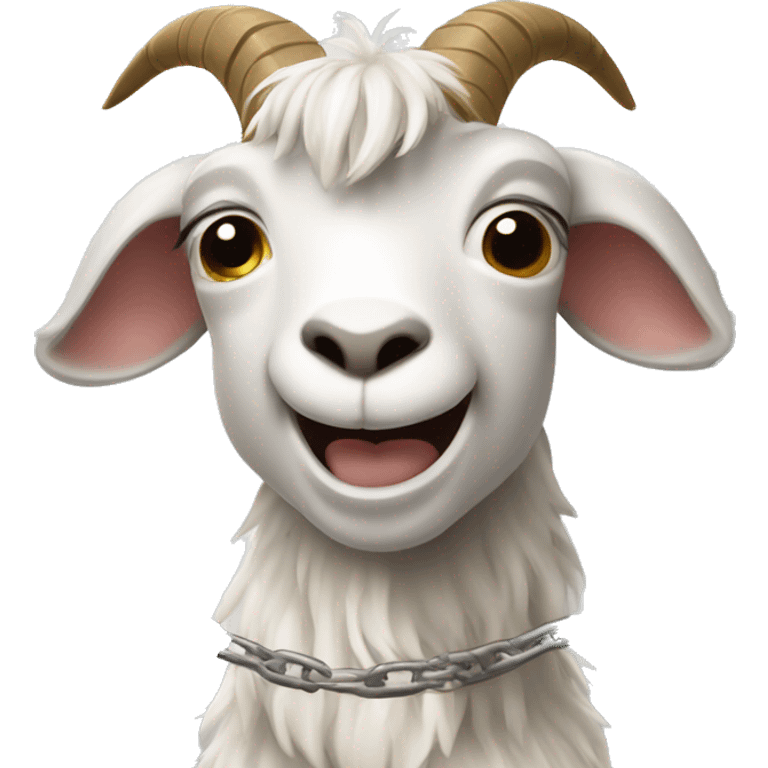 a goat singing with chains and a microphone emoji