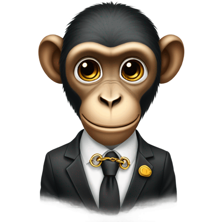 Monkey dressed in a suit with grills and chains on  emoji