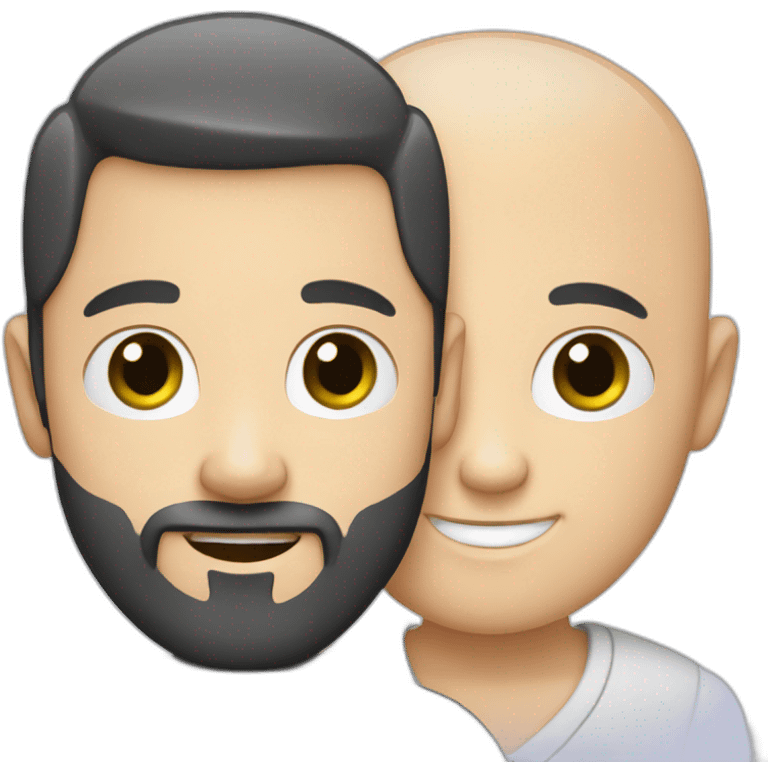 Bald white boy with black beard hugging emoji