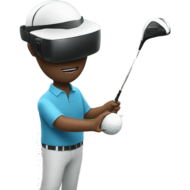 man playing golf with a vr headset on emoji