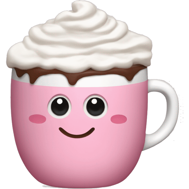 Hot chocolate with whipped cream in a pink mug emoji