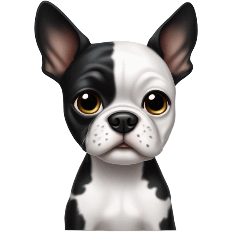 Cute black and white Boston terrier  emoji