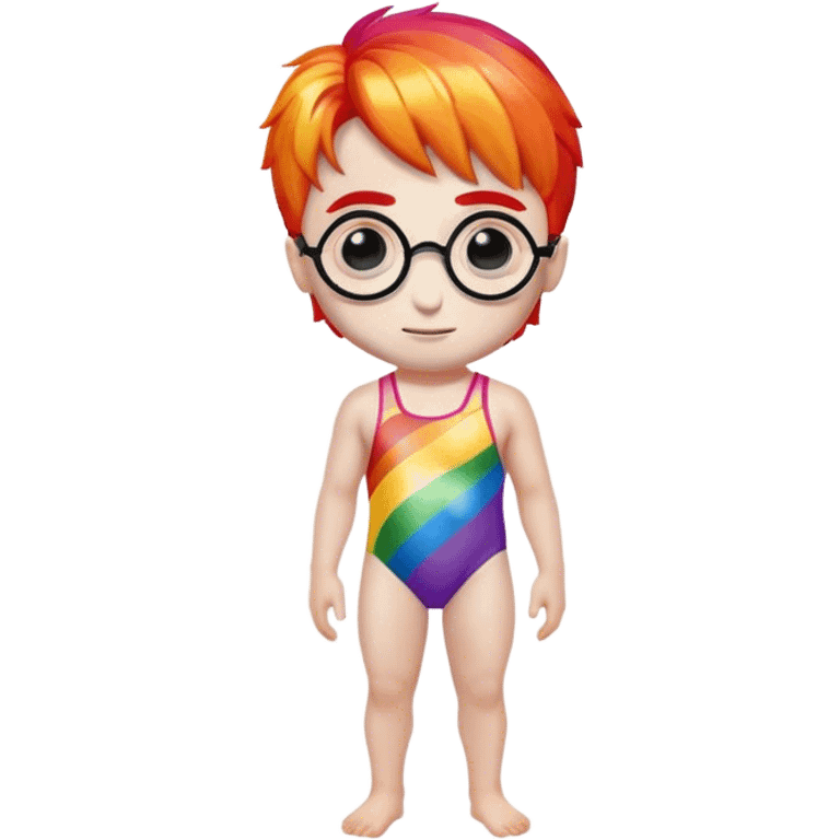 Harry potter with rainbow skin and wearing a swimsuit emoji