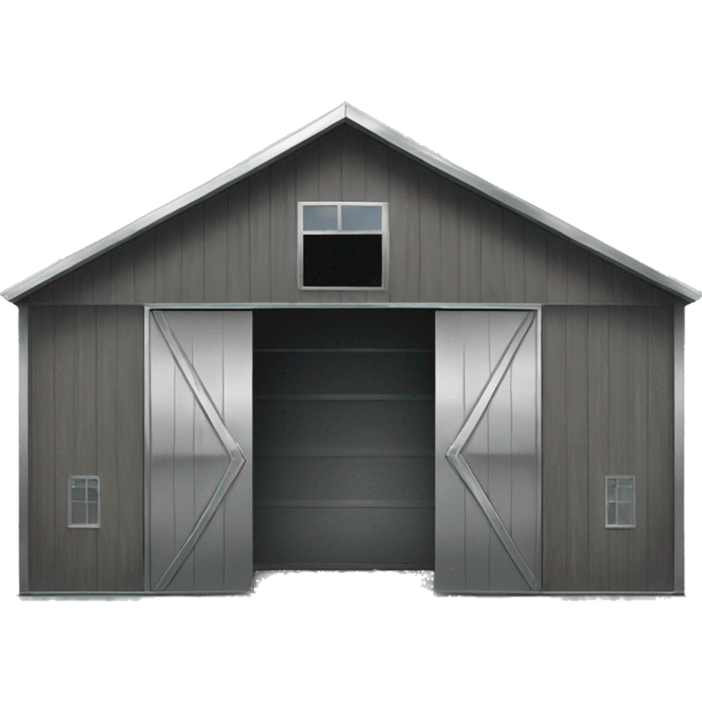 Metal barn with open doors and windows emoji