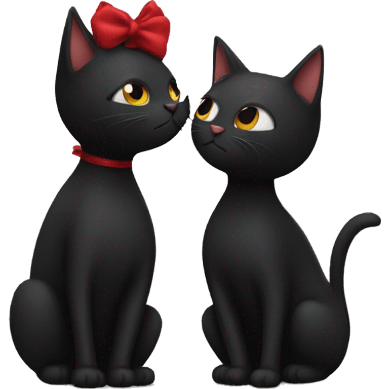 black cat and red cat kissing emoji