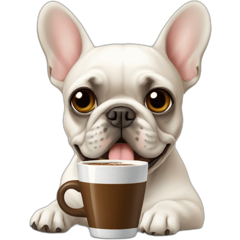 Light FRENCH BULLDOg drinking coffee emoji