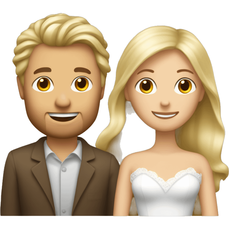 Blonde Frau lange Haare und Mann mit braune Haare und Bart heiraten emoji