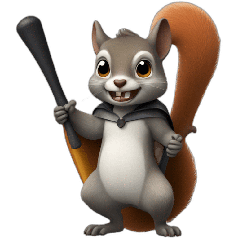 an evil squirrel holds a bat in its paws emoji