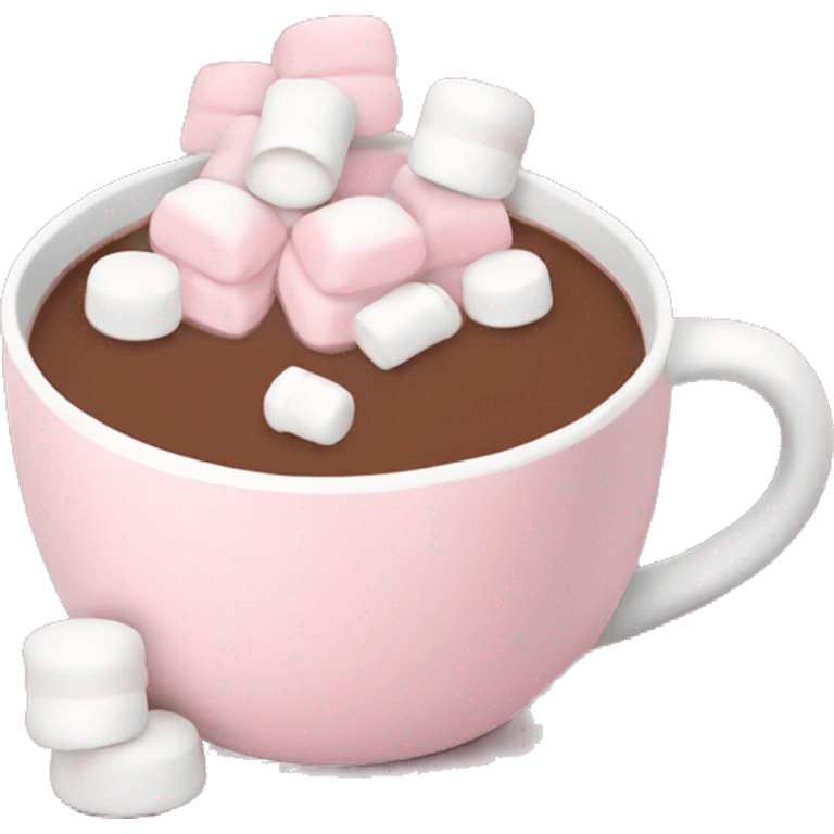 Light Pink mug of hot chocolate with marshmallows  emoji