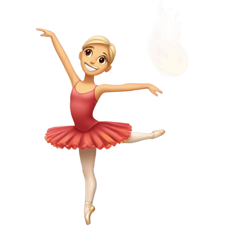 ballerina doing a pirouette over fire emoji