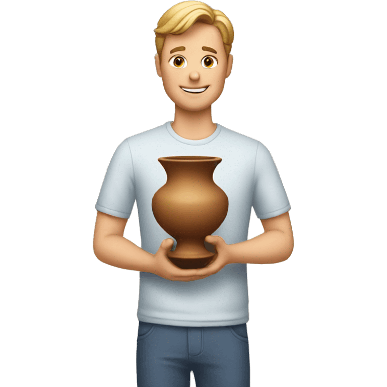 Mr George holding pottery  emoji