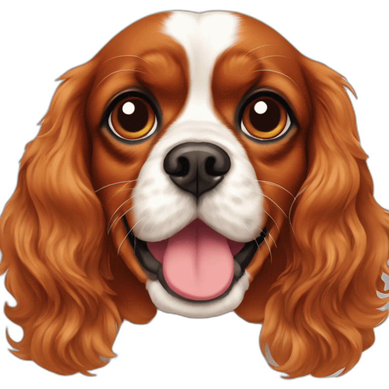 ruby cavalier king charles spaniel with mustache emoji