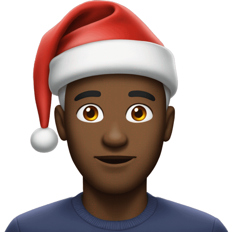 a black man with ultra big jawline and a christmas hat emoji