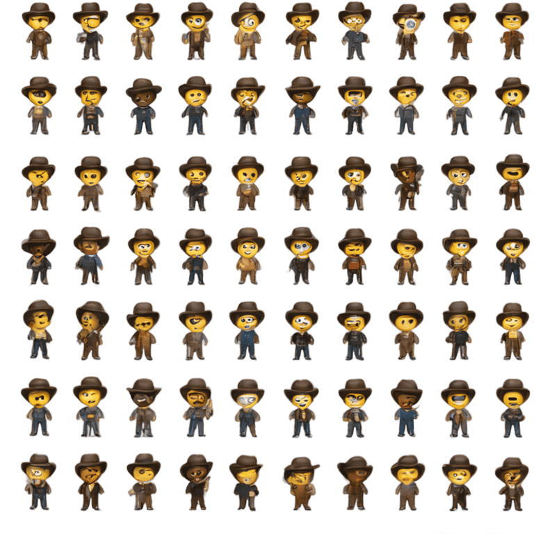 full set of 16 Western emojis, full body emoji