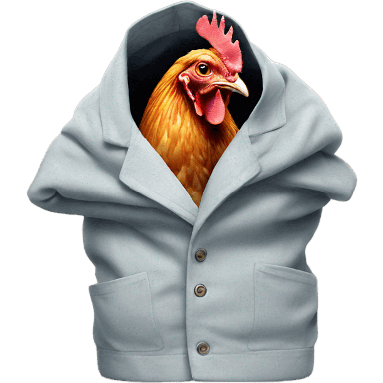 Chicken hiding under clothes emoji