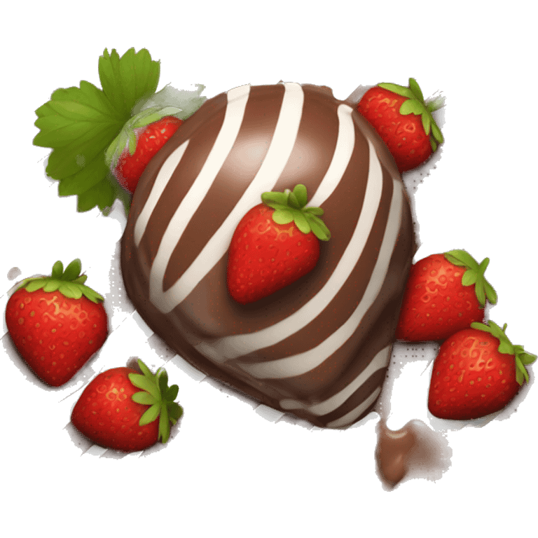 Chocolate covered strawberry with white stripes emoji