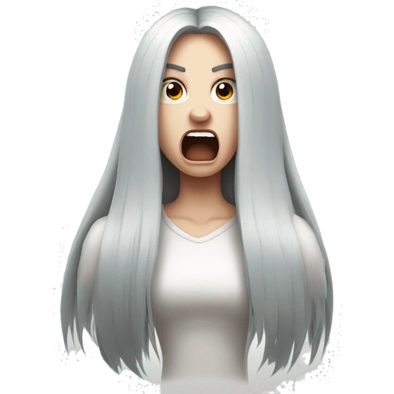 Angry pale girl with very long black hair  emoji