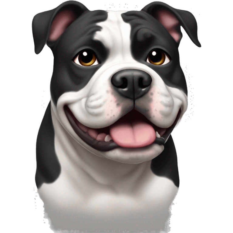 Fat dog black and white American bully  emoji