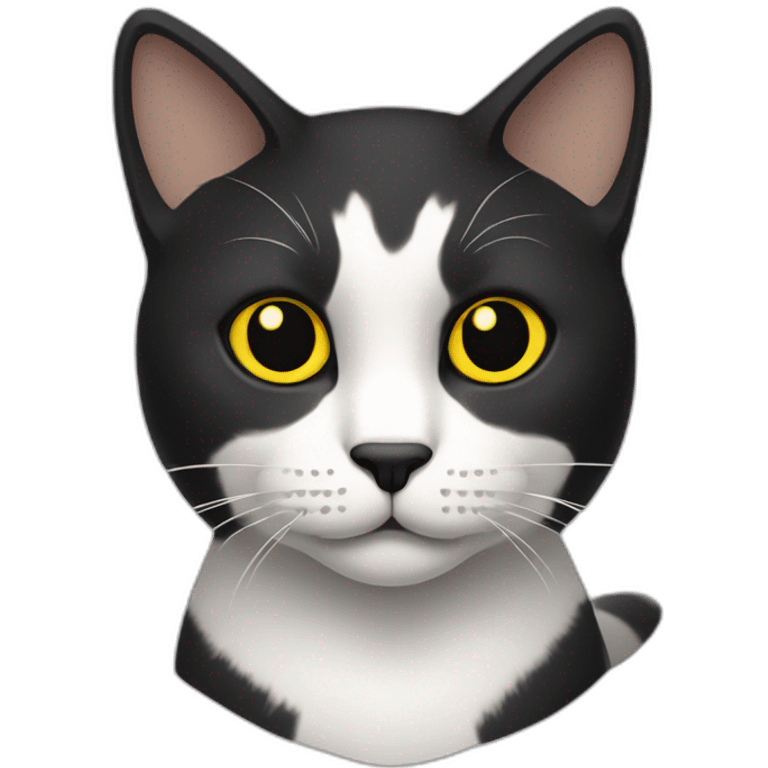 Gato de color negro, blanco con amarillo emoji