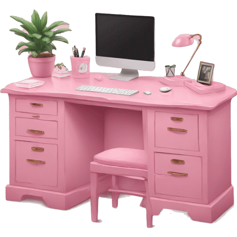 aesthetic desk pink emoji