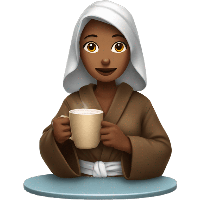 Lady in a robe with a cup of hot chocolate  emoji