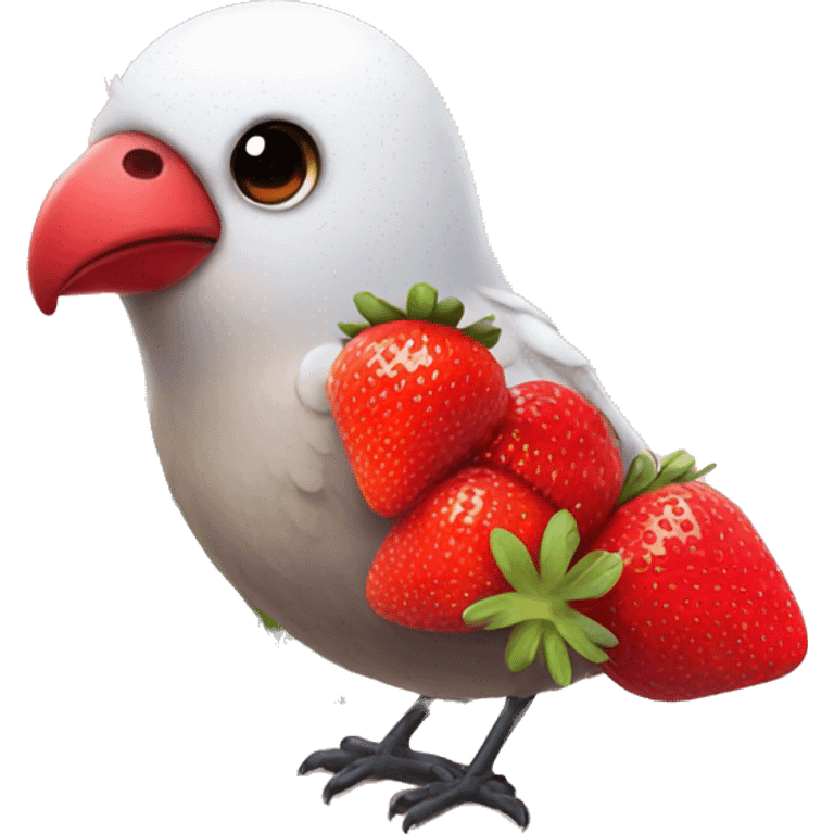 bird with strawberry emoji