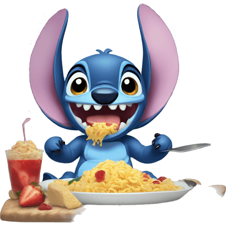 stitch comiendo lazaña emoji