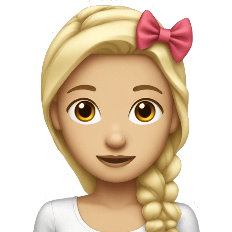 blonde girl with hair bow emoji