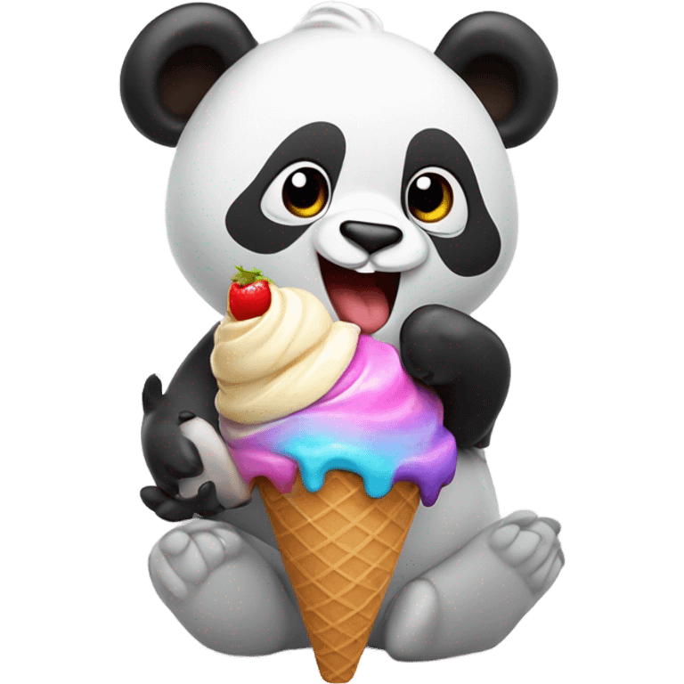 Panda eating ice cream emoji