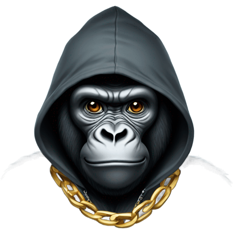 Gorilla wearing a hoodie with a world gold chain emoji