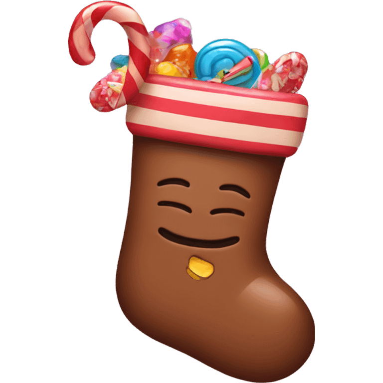 Brown stocking with candy inside  emoji